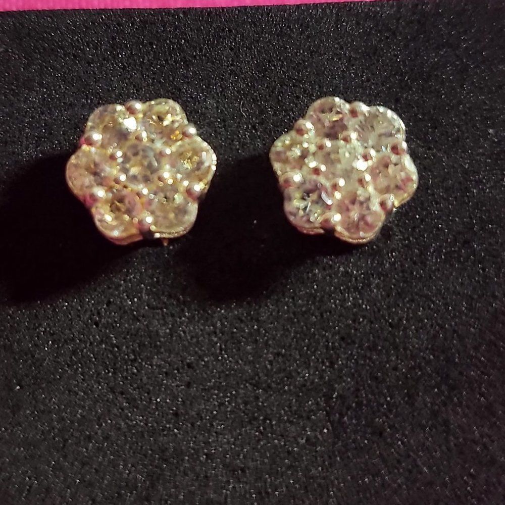 Crystal Floral Stud Earrings in Sterling Silver